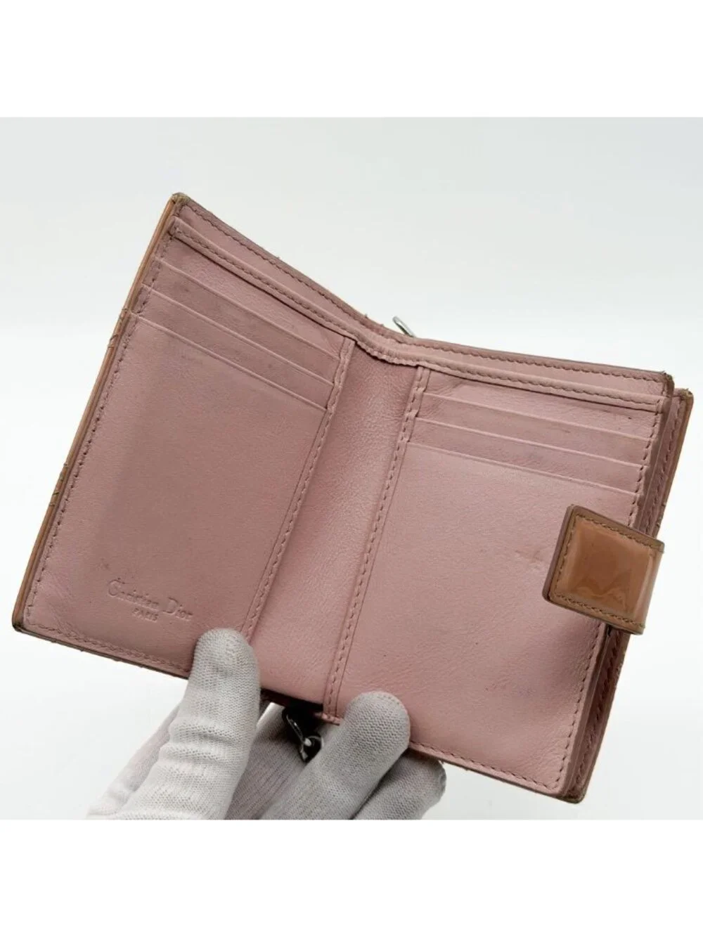 Dior Lady Dior Cannage Lotus Wallet Patent Pink